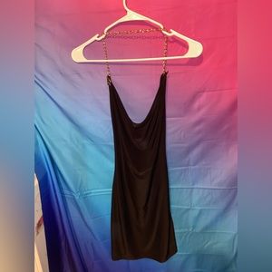 cute black gold chain dress